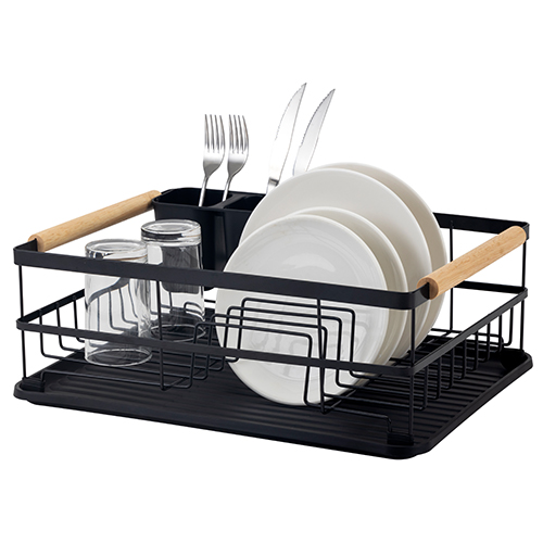 Dish Drying Rack with Wood Handle